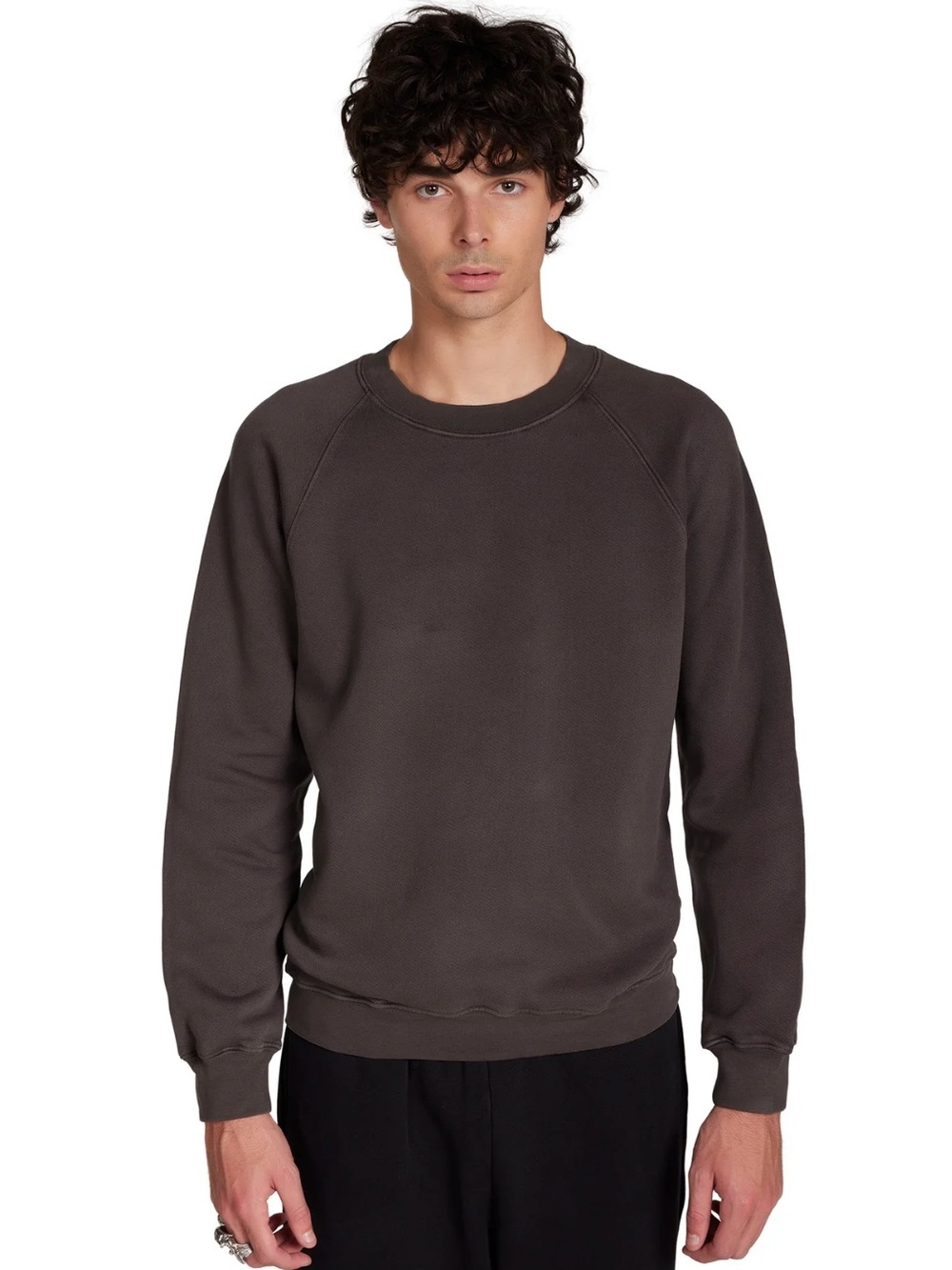• Les Tien • Vintage Men's Crewneck Sweatshirt in Charcoal Gray / Black Small